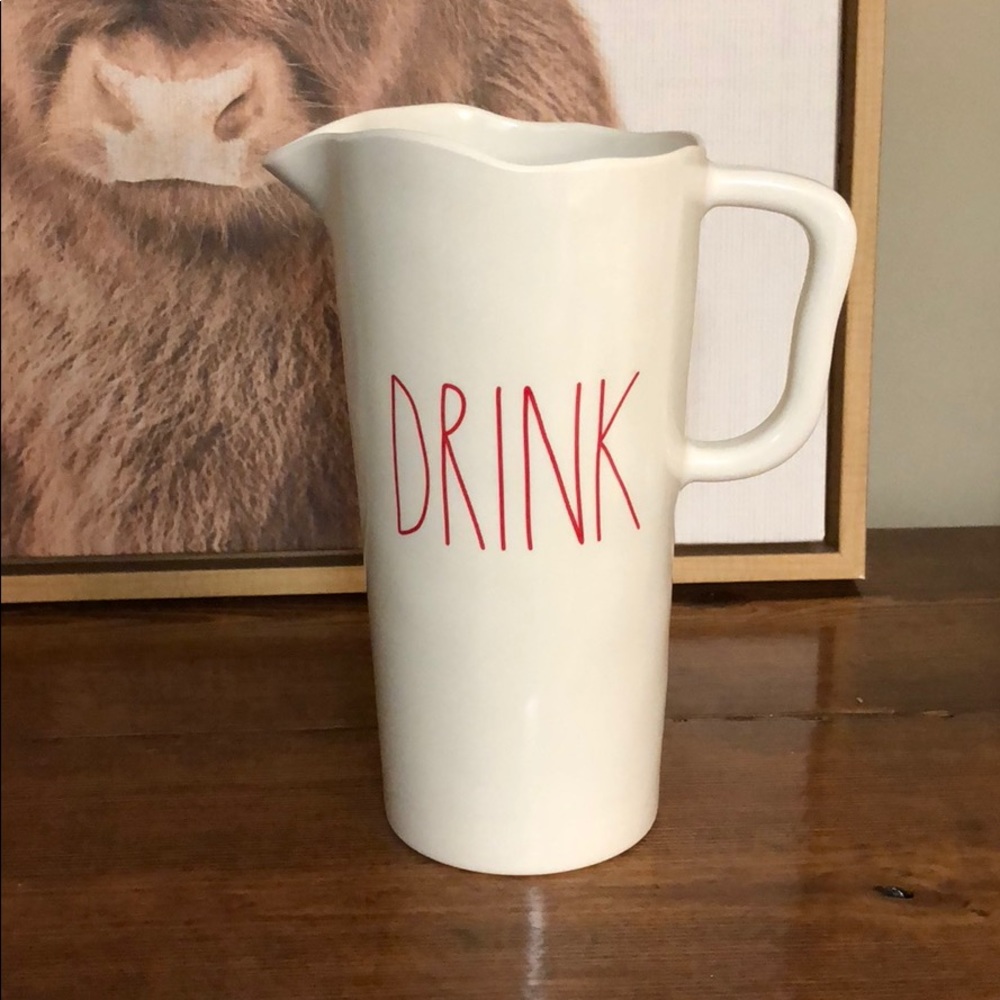 Rae Dunn: plastic “drink” pitcher in red